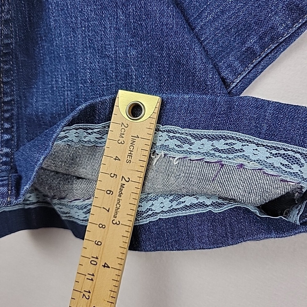 Free People Jayde Sunburst Blue Flare Jeans Women's Size 31 Hemmed READ - Picture 13 of 16